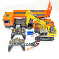 Huina 1319 1:18 Remote Control Flatbed Trailer and Excavator Set-HugmieToys