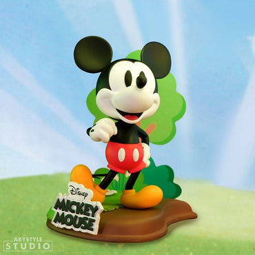 Disney Mickey Mouse 10cm figure by ABYstyle Studio, standing on a decorative base with a tree, perfect for collectors and Disney fans.