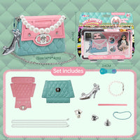 Best Girls Toy DIY Mini Bag Making Kit by HugmieToys. Includes quilted bag pieces, pearl handle, chain strap, charms, and accessories for creative crafting.