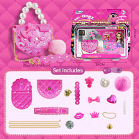 Best Girls Toy DIY Mini Bag Making Kit by HugmieToys. Includes pink handbag materials, pearl handle, charms, and accessories for creative crafting fun.