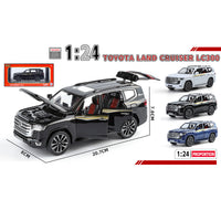 QY Toys 1:24 Alloy Die-Cast Toyota Land Cruiser LC300 Model in black with realistic design and openable doors, perfect for SUV toy collectors.