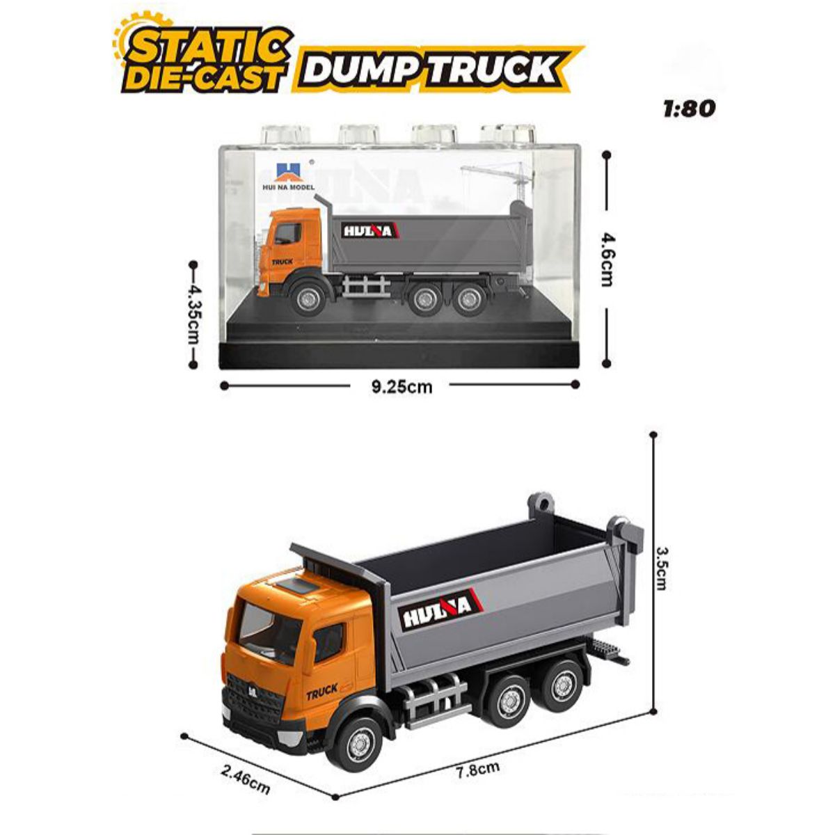 Huina 1012 1:80 Alloy Dump Truck Static Model - HugmieToys