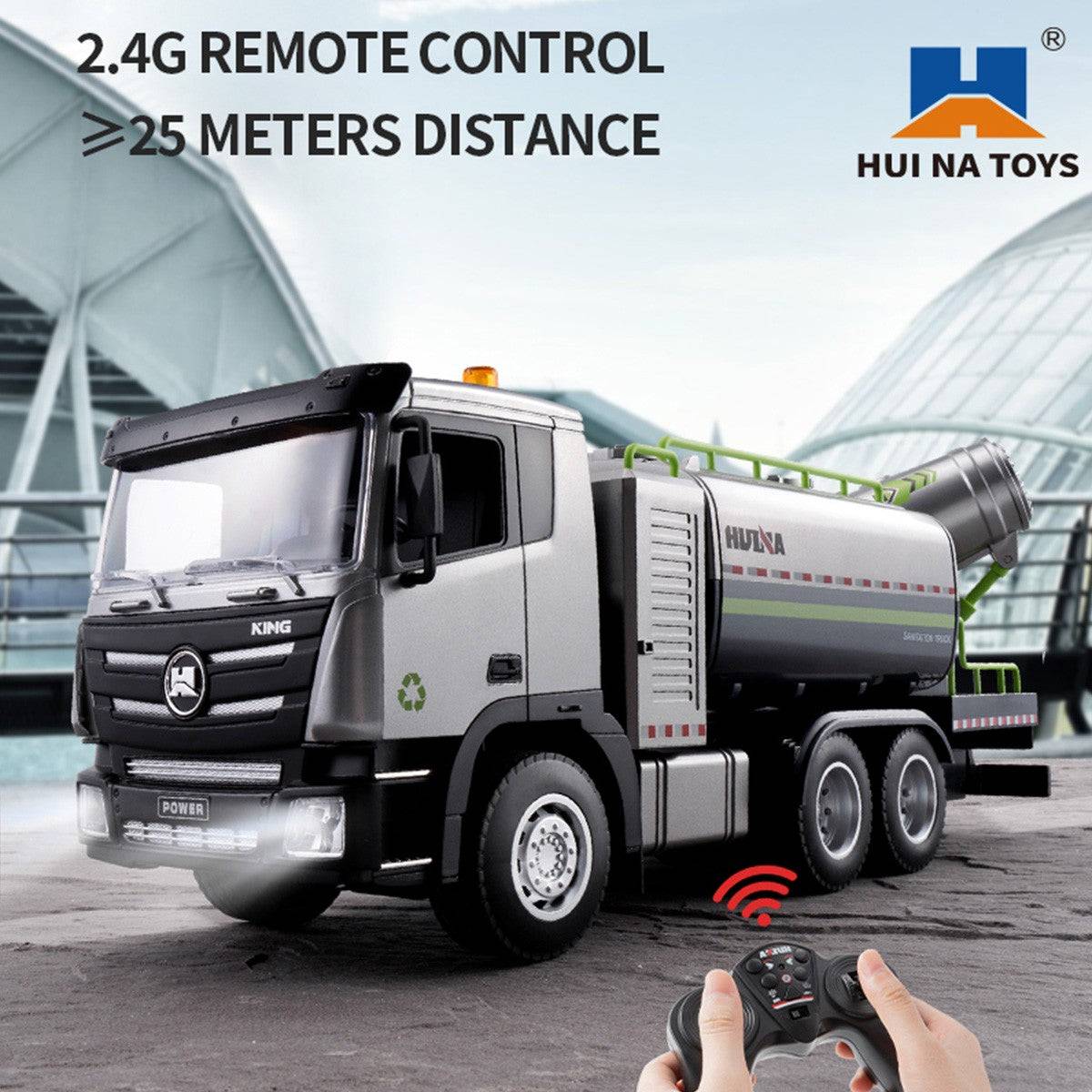 Huina 1316 1:18 Semi-Alloy Remote Control Fog Cannon Truck Toy