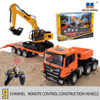 Huina 1319 1:18 Remote Control Flatbed Trailer and Excavator Set-HugmieToys