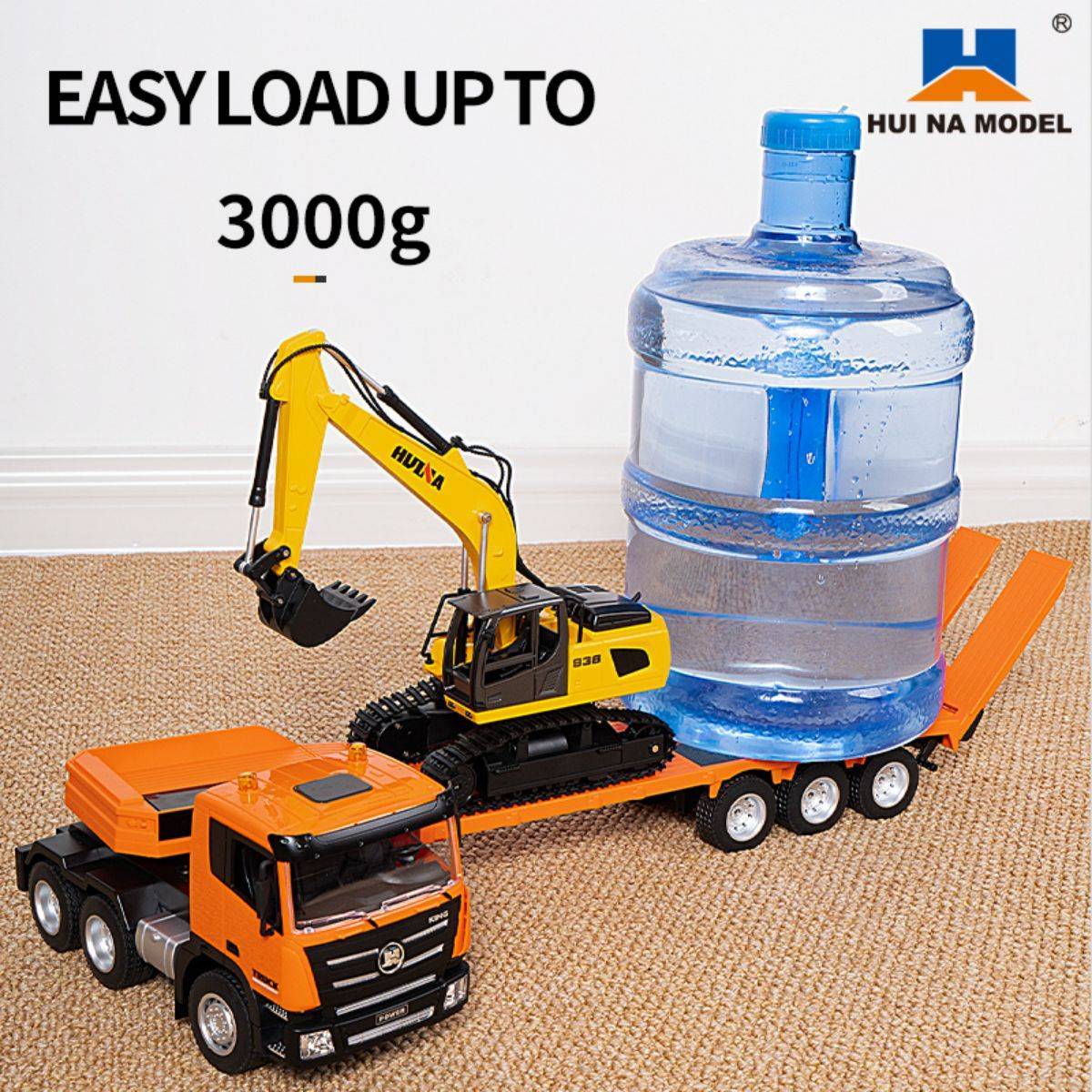 Huina 1319 1:18 Remote Control Flatbed Trailer and Excavator Set-HugmieToys