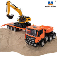 Huina 1319 1:18 Remote Control Flatbed Trailer and Excavator Set-HugmieToys