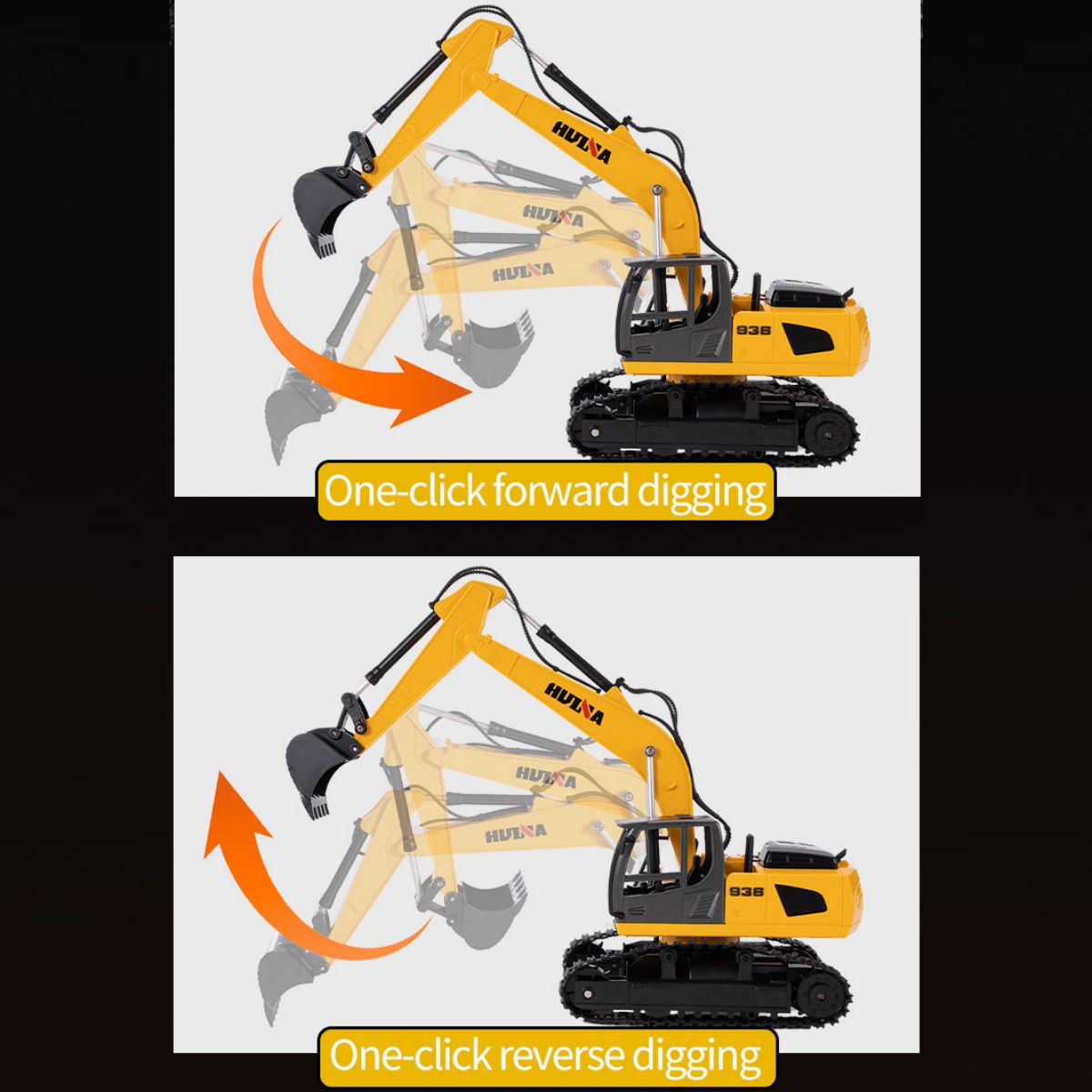 Huina 1319 1:18 Remote Control Flatbed Trailer and Excavator Set-HugmieToys