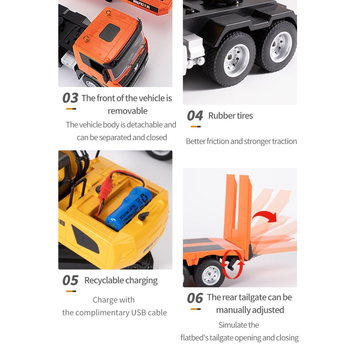 Huina 1319 1:18 Remote Control Flatbed Trailer and Excavator Set-HugmieToys