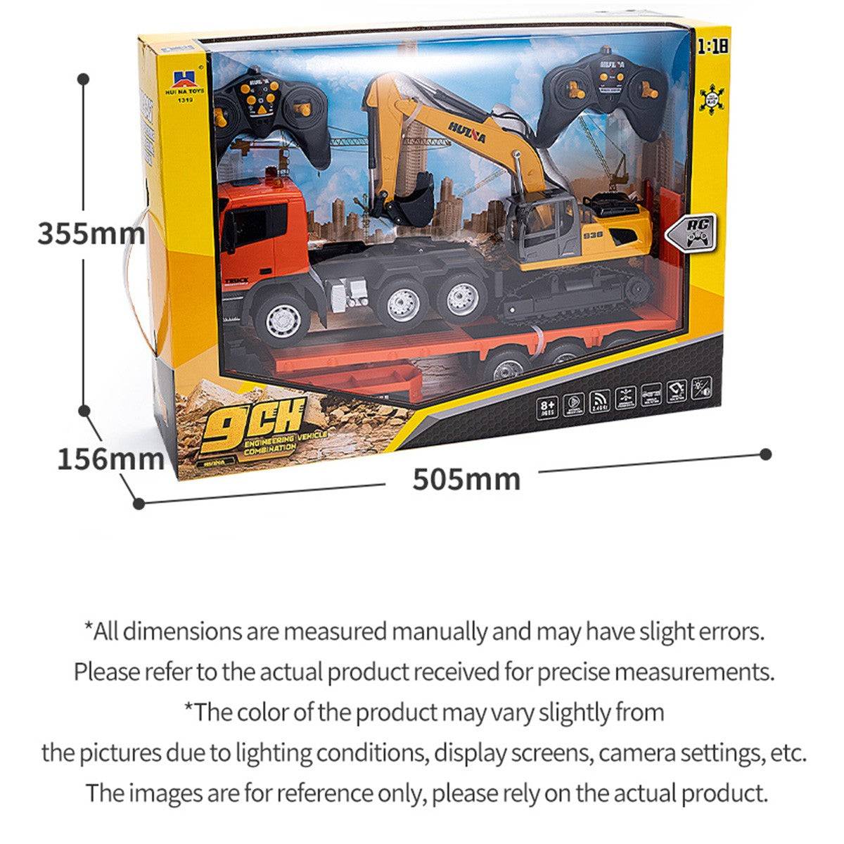 Huina 1319 1:18 Remote Control Flatbed Trailer and Excavator Set-HugmieToys