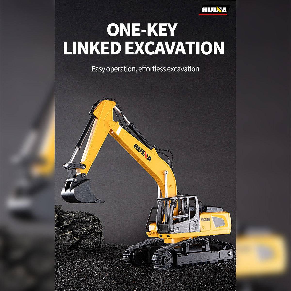 Huina 1319 1:18 Remote Control Flatbed Trailer and Excavator Set-HugmieToys