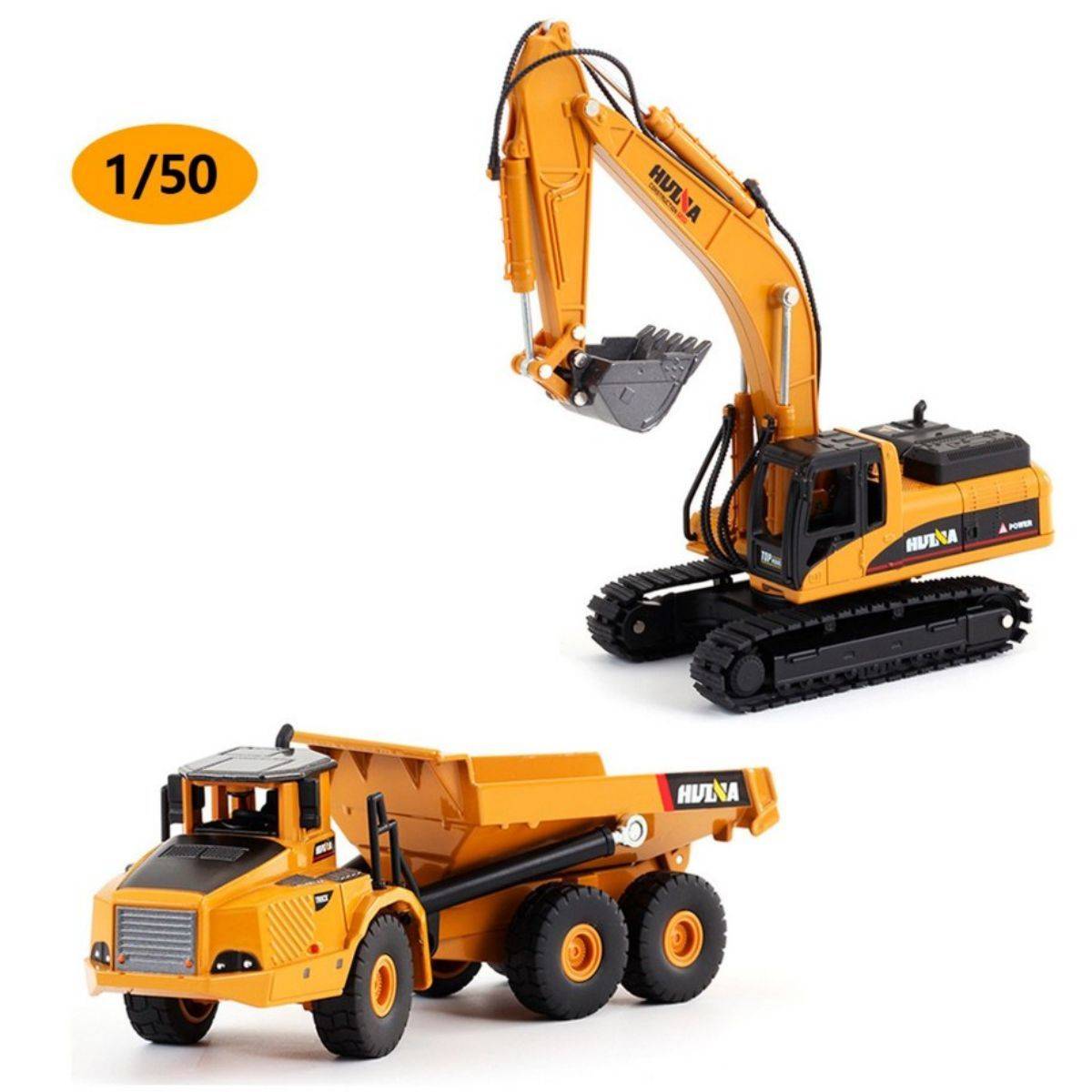 Huina 1611 Alloy Excavator and Dumper Truck Set-HugmieToys