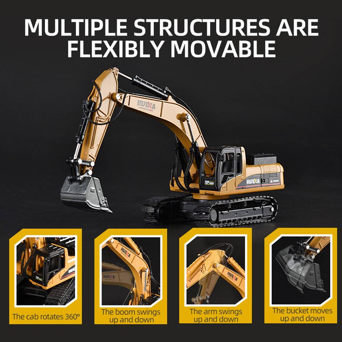 Huina 1710 1:50 Alloy Excavator Static Model - HugmieToys