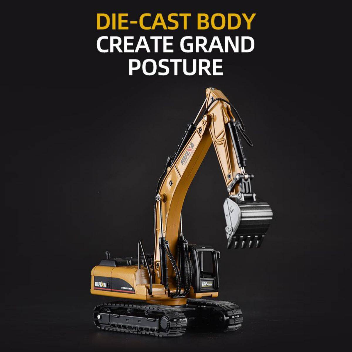 Huina 1710 1:50 Alloy Excavator Static Model - HugmieToys