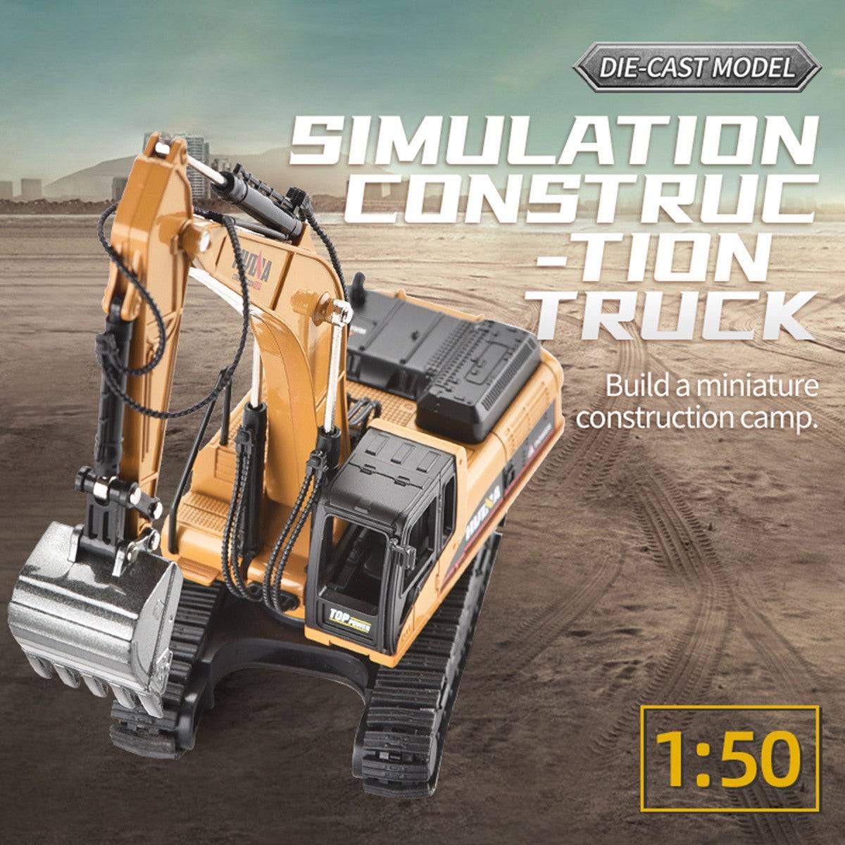 Huina 1710 1:50 Alloy Excavator Static Model - HugmieToys