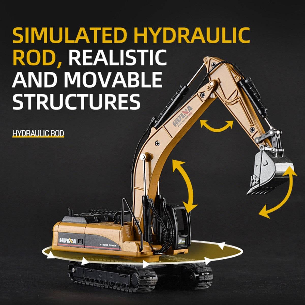 Huina 1710 1:50 Alloy Excavator Static Model - HugmieToys