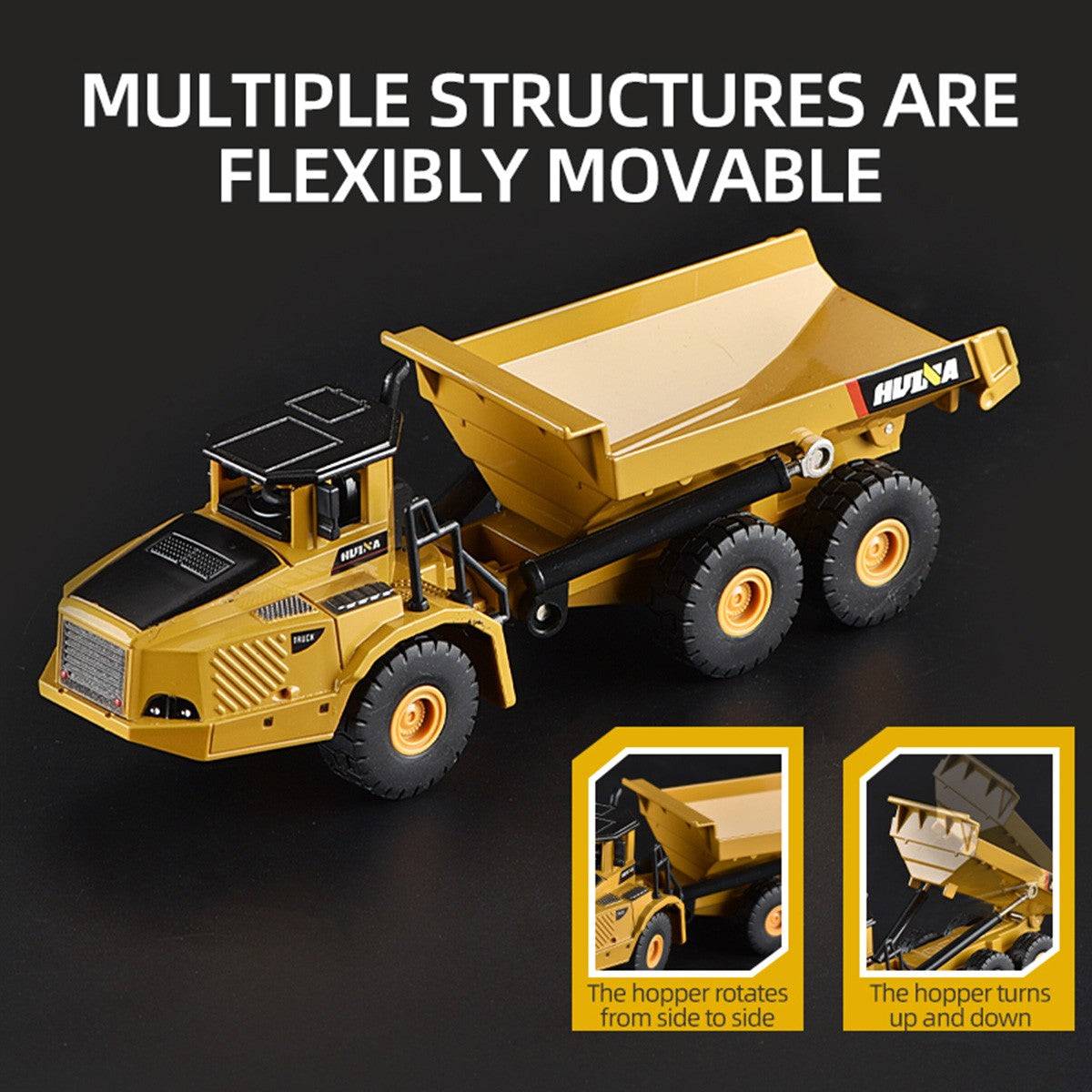 Huina 1712 1:50 Alloy Articulated Dump Truck Static Model - HugmieToys