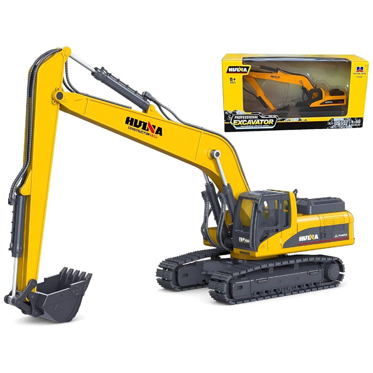 Huina 1722 1:50 Alloy Diecast Long Arm Excavator - HugmieToys