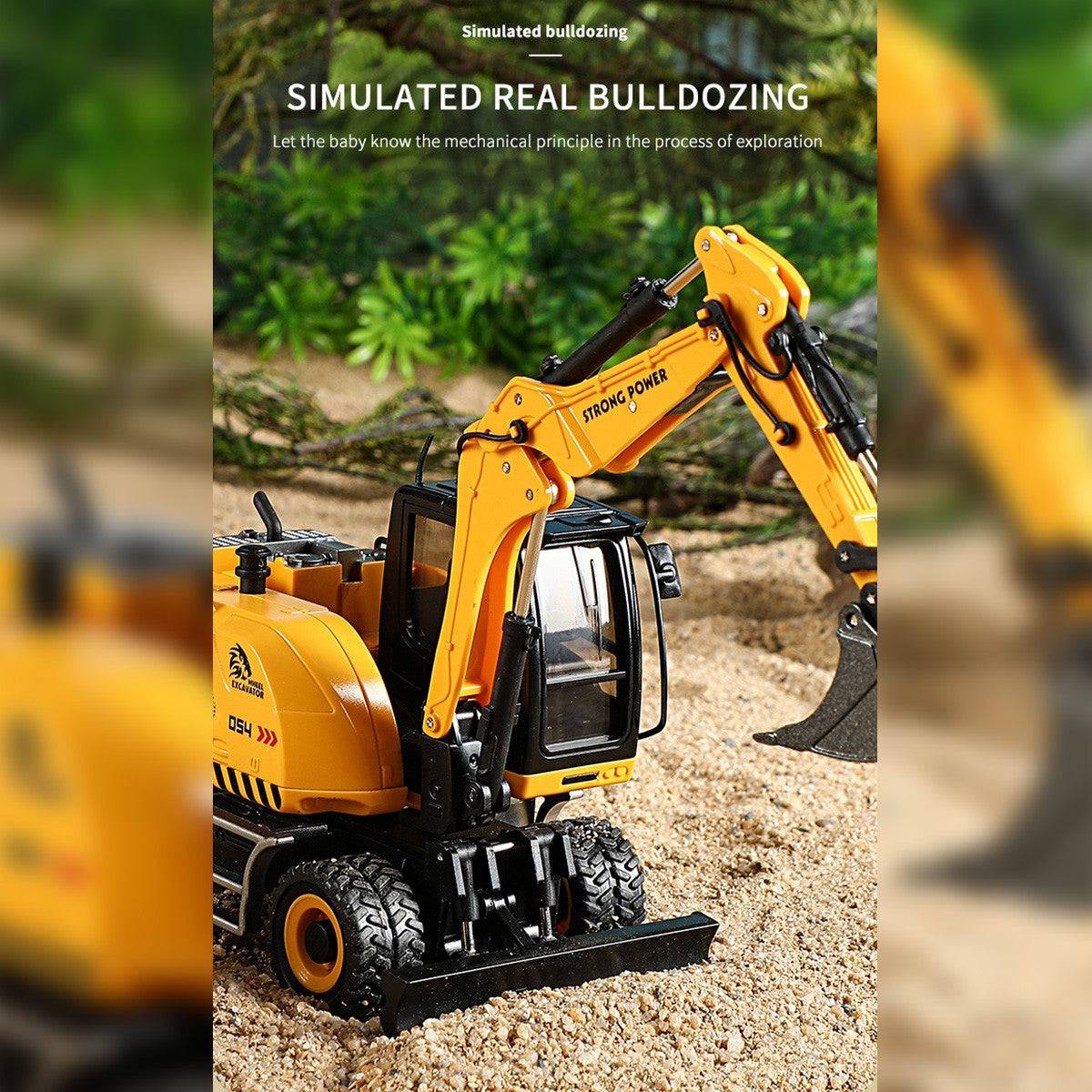 Huina 1725 1:50 Semi-Alloy Wheel Three-Section Arm Excavator Static Model