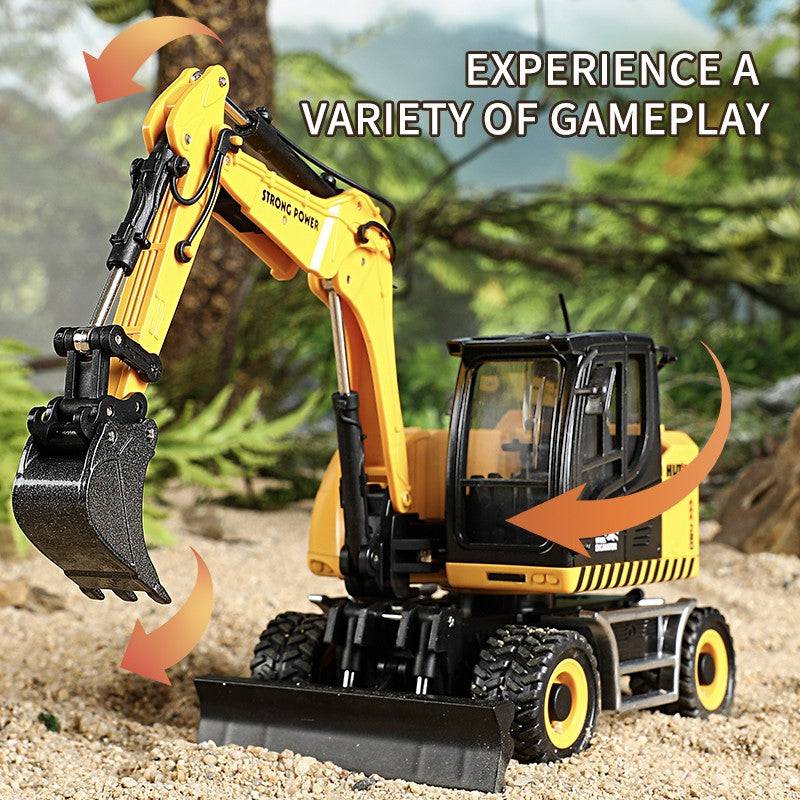 Huina 1725 1:50 Semi-Alloy Wheel Three-Section Arm Excavator Static Model