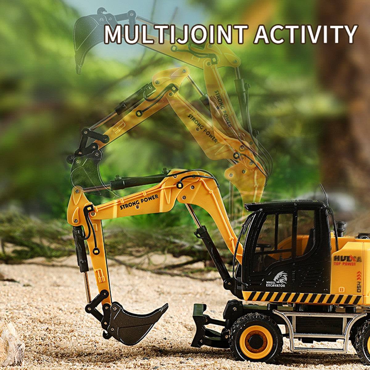 Huina 1725 1:50 Semi-Alloy Wheel Three-Section Arm Excavator Static Model