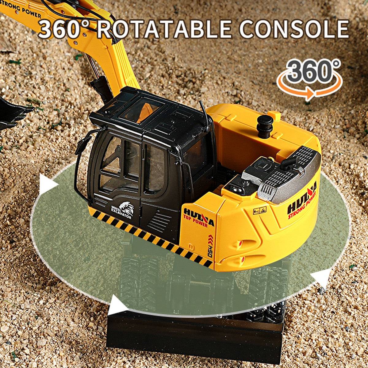 Huina 1725 1:50 Semi-Alloy Wheel Three-Section Arm Excavator Static Model