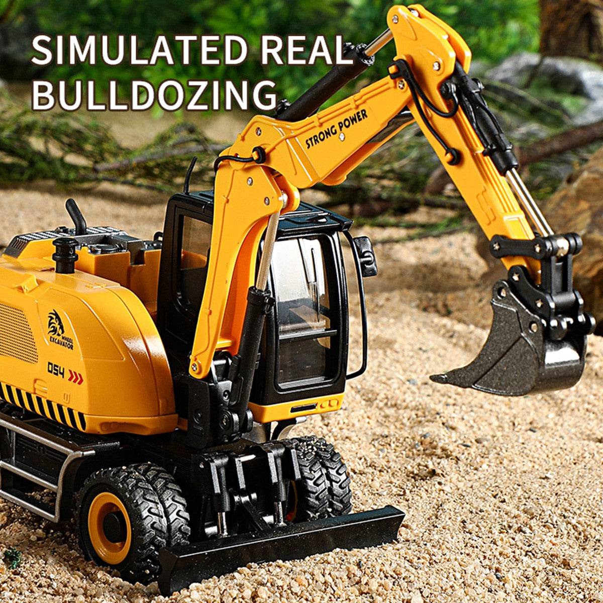 Huina 1725 1:50 Semi-Alloy Wheel Three-Section Arm Excavator Static Model