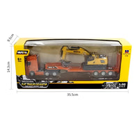 Huina 1729 1:50 Alloy Diecast Flatbed Truck with Excavator - HugmieToys