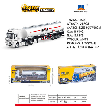 Huina 1733 1:50 Semi-Alloy Tanker Truck Static Model