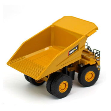 Rear view of the Huina 1812 1:60 Alloy Dump Truck Static Model showcasing its durable alloy construction and functional dump bed.