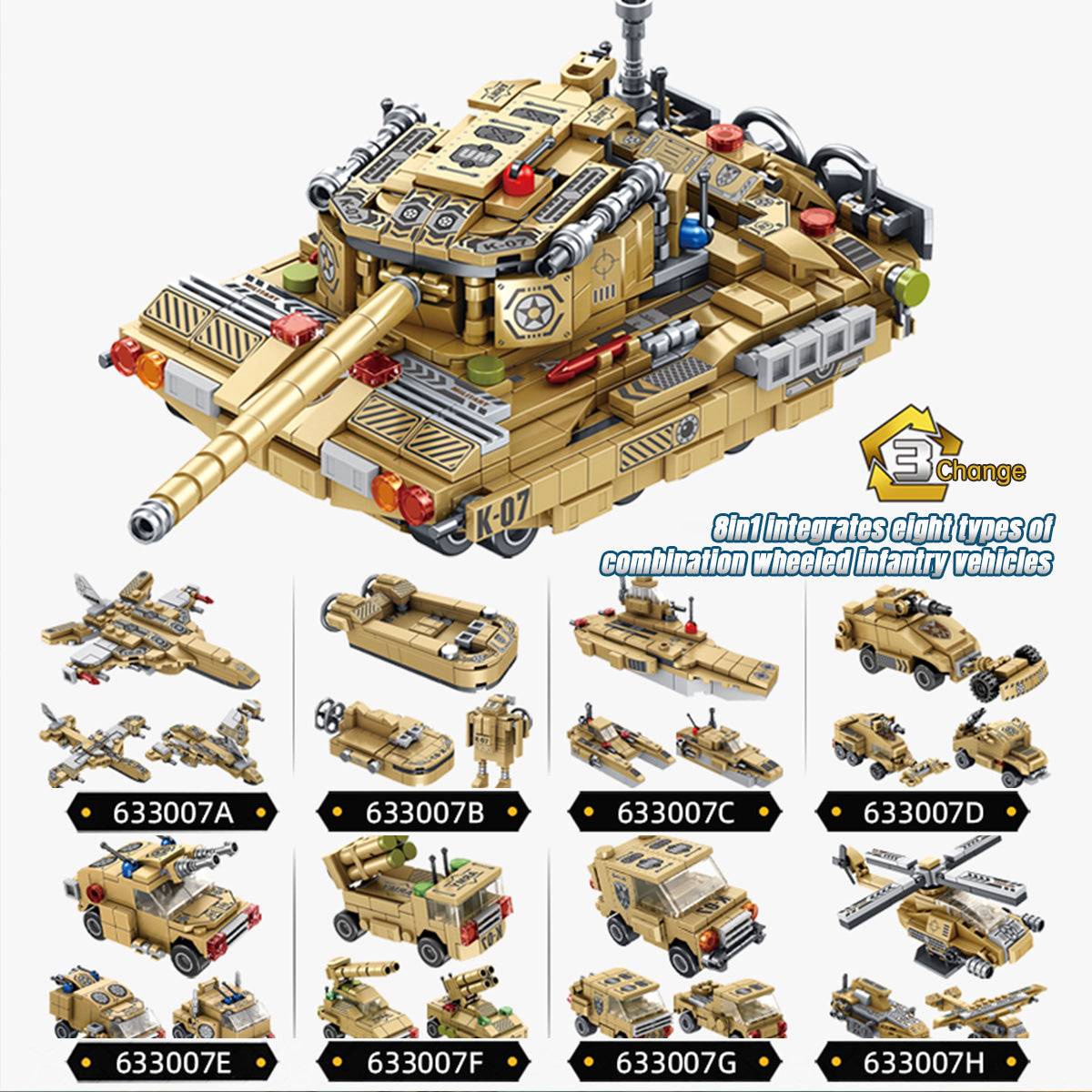 Panlos Brick 633007 8 In 1 Wheeled Infantry Vehicle Building Blocks 725Pcs