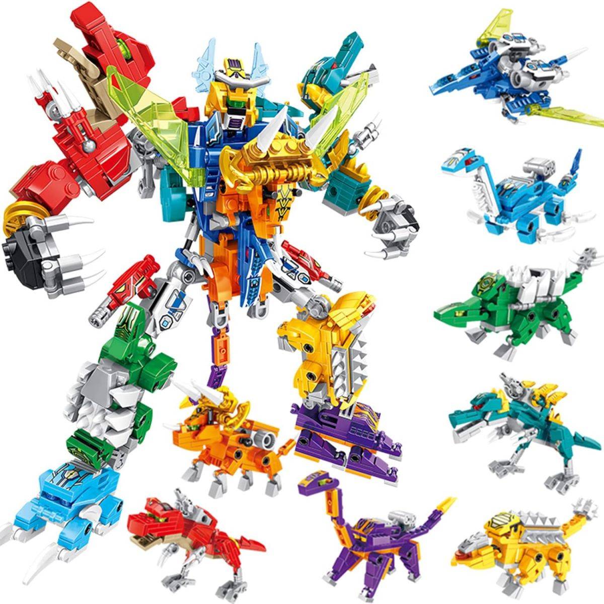 Panlos Brick 633068 Dinosaur God of War 8-in-1 Robot with 691 pieces. Features colorful dinosaur-themed building blocks that combine into a mech warrior.