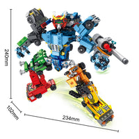 Panlos Brick 633074 8 In 1 Transformer Car to Robot Building Blocks 732Pcs