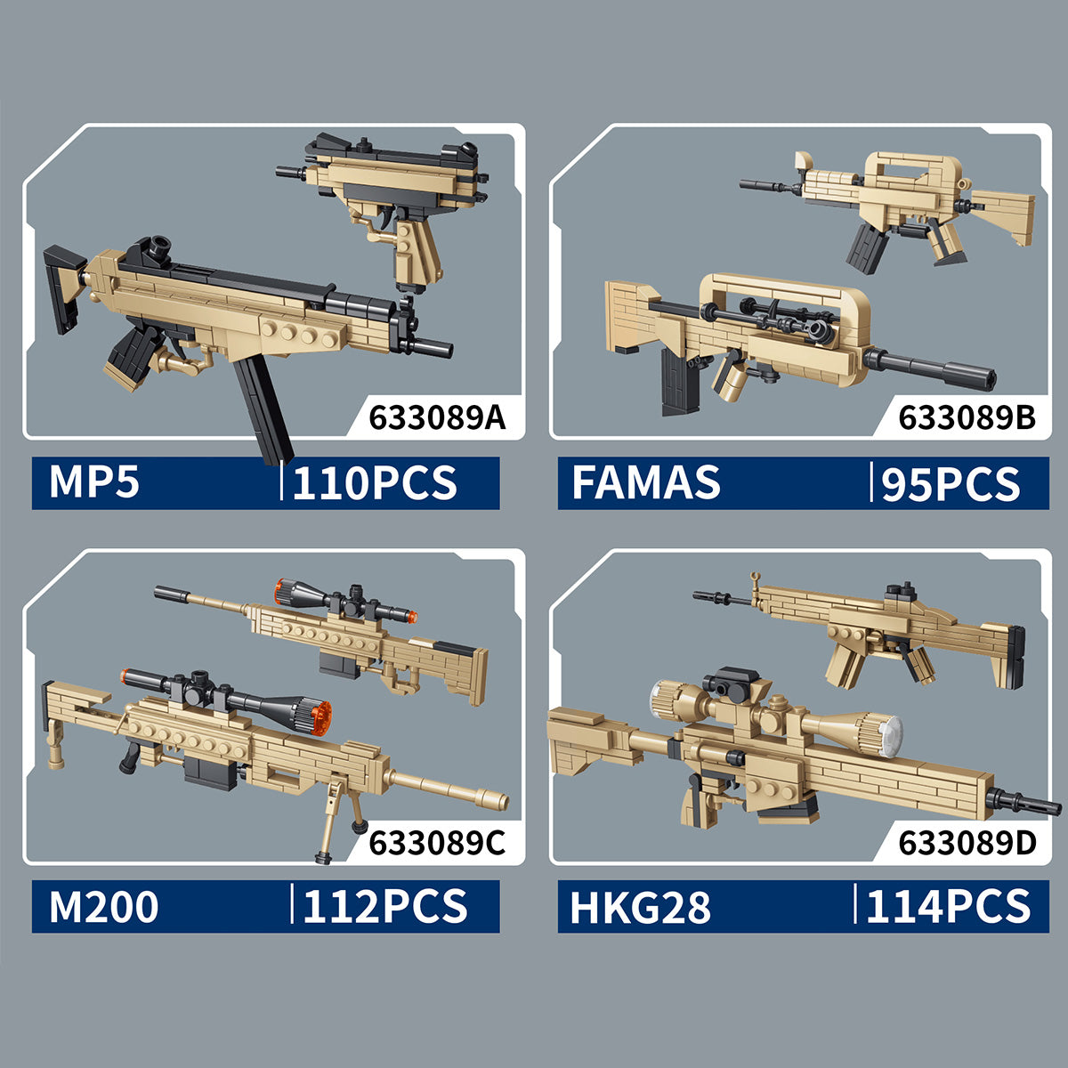 Panlos Brick 633089 8 In 1 Sci-Fi Machine Gun Building Blocks 833Pcs