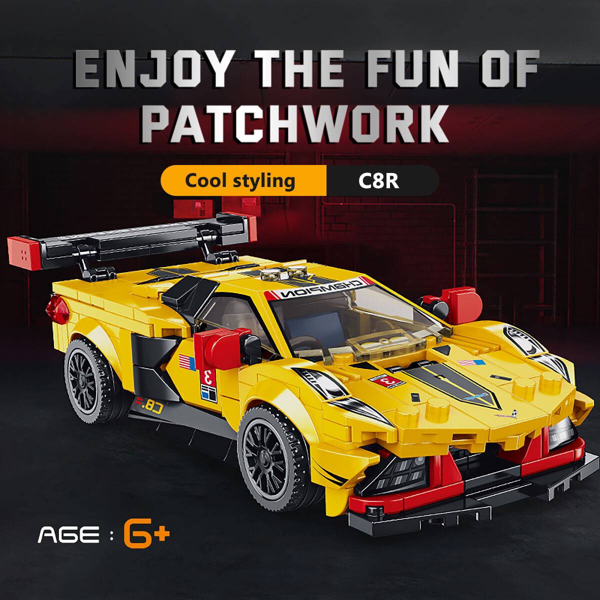 Panlos Brick 666019 Chevrolet Corvette C8R Sports Car 344Pcs-HugmieToys