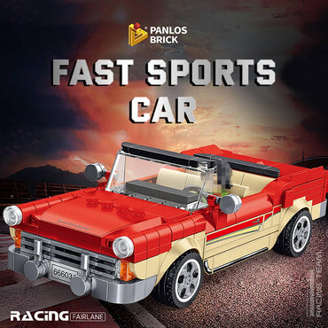 Panlos Brick 666034 Ford Fairlane Convertible Sports Car model with realistic details. A fast sports car building set for collectors and kids.