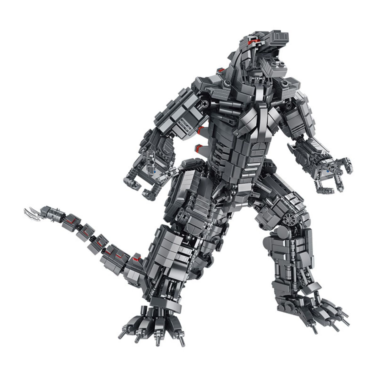 Panlos Brick 687003 Mecha Godzilla building blocks set with 1908 pieces, featuring a detailed mechanical monster design with articulated limbs.