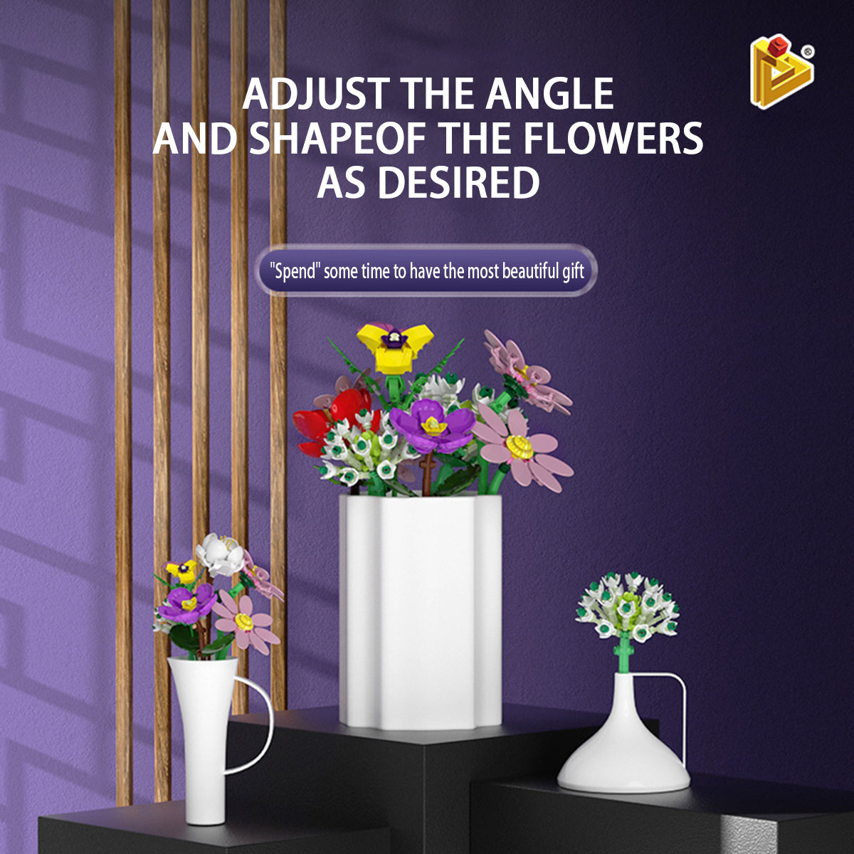 Panlos Brick Flower Bouquet Building Kit