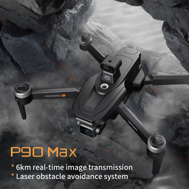 PIHOT P90 Max drone featuring 6KM real-time image transmission and laser obstacle avoidance system for seamless flight control.