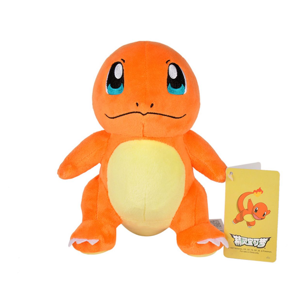 Pokemon Charmander plush toy 30cm with soft orange and yellow fabric, featuring embroidered eyes and a cute expression. Perfect for Pokemon fans and collectors.