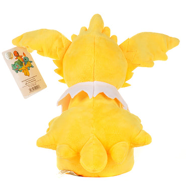 Back view of the Pokemon Jolteon Plush Toy 25cm, showcasing its spiky yellow fur and white collar. A must-have for Pokemon collectors.