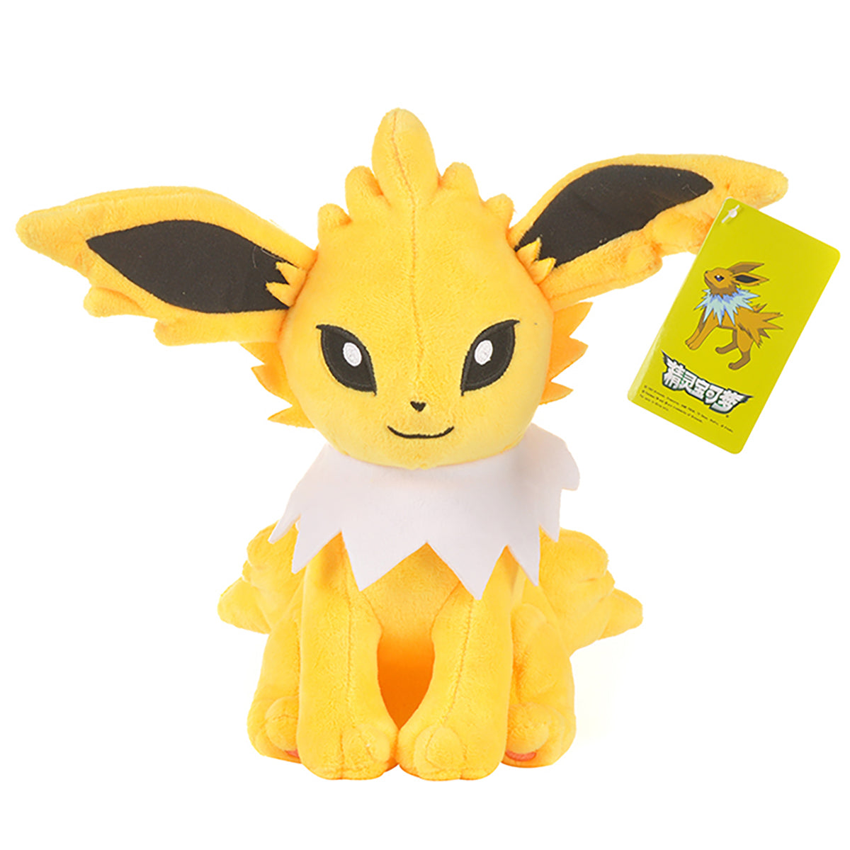 Pokemon Jolteon Plush Toy 25cm with soft yellow fur, black-tipped ears, and a white collar. Perfect collectible for Pokemon fans and kids.