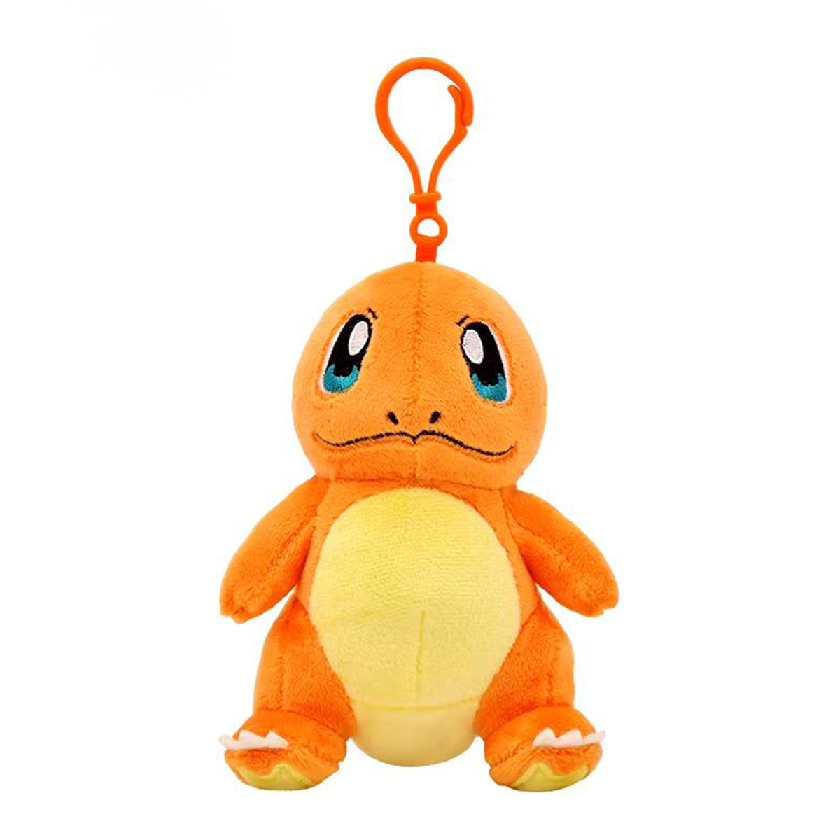 Pokemon Plush Charmander Keychain 10.5cm with an orange clip. Soft and cuddly, perfect for bags, keys, or backpacks. A must-have for Pokémon fans.