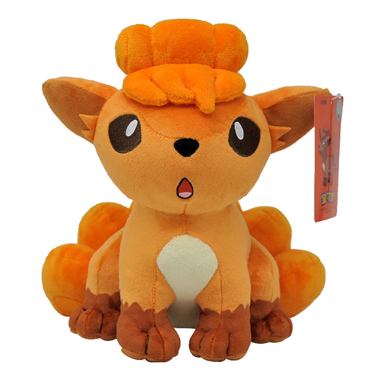 Pokemon Vulpix Plush Toy 24cm with soft orange fur and embroidered facial details. A must-have collectible for Pokemon fans in Ireland.