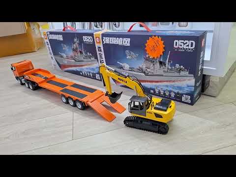 Huina 1319 1:18 Remote Control Flatbed Trailer and Excavator Set-HugmieToys