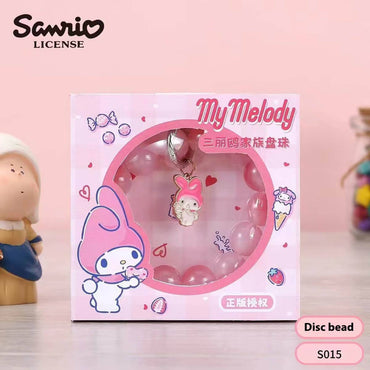 S015 Sanrio Cute Anime Beaded Bracelet featuring My Melody in a pink-themed packaging with a charming character pendant and stylish beads.