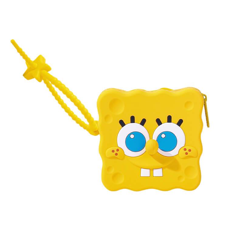 SpongeBob SquarePants silicone coin purse with a bright yellow design. Fun and practical storage for small items, ideal for kids and collectors.