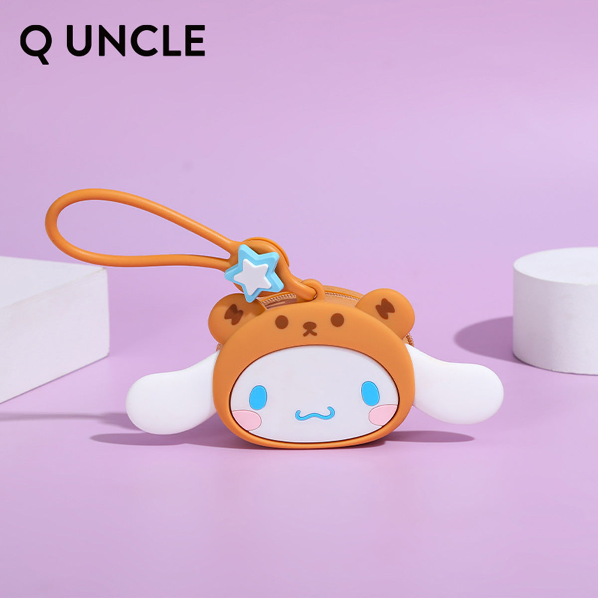 Cinnamoroll bear-themed silicone coin purse with floppy ears and a soft brown design. Great for carrying coins and small essentials.