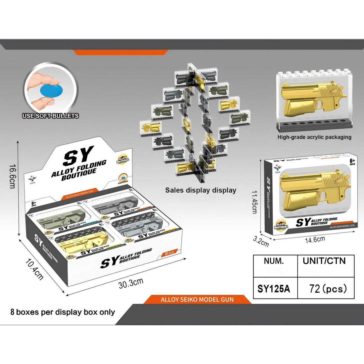 Half Die-Alloy Soft Bullet Gun Model Kit with Rubber Bullet