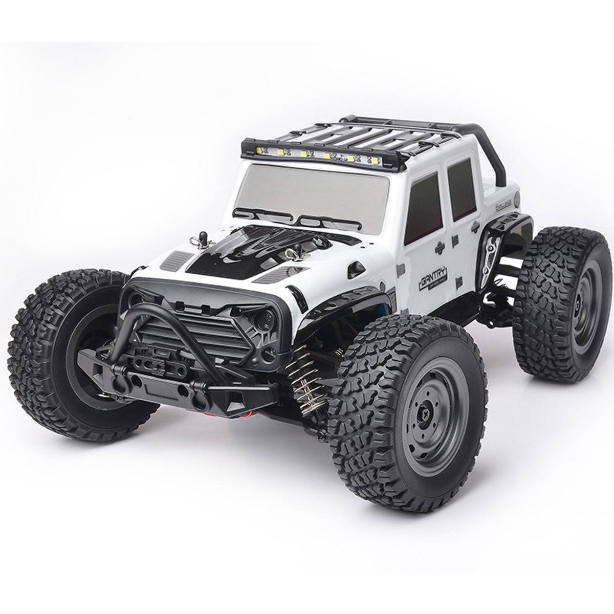 WBRC-I03 Electric 4WD RC Monster Truck in white with rugged tires and LED lights, designed for high-speed off-road adventures. Available at HugmieToys.