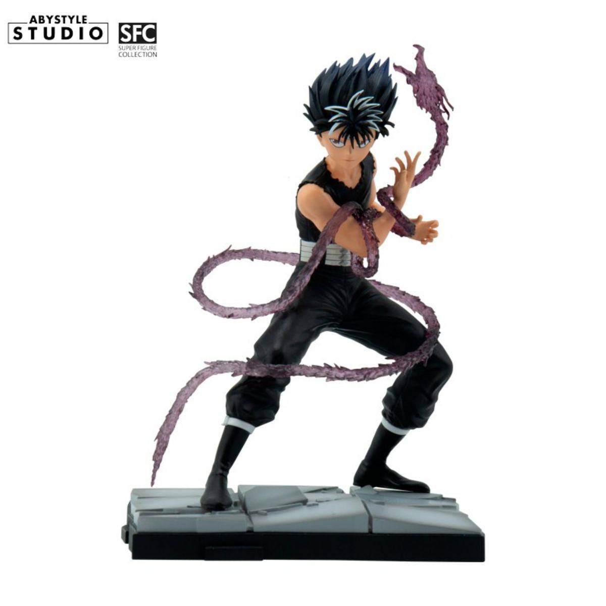 ABYstyle Studio Yu Yu Hakusho Hiei SFC Figure 15cm featuring Hiei in a dynamic pose with his Dragon of the Darkness Flame technique on a detailed base.